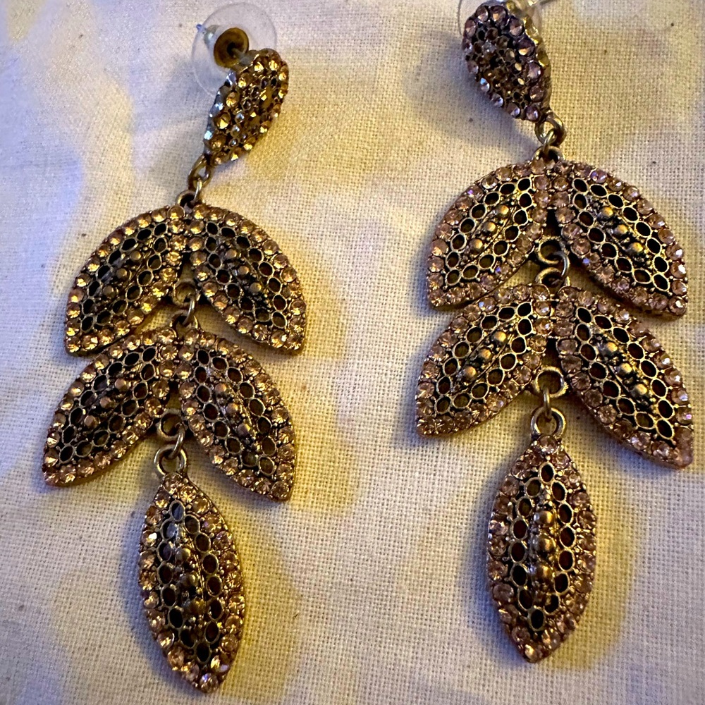 Fall Copper Leaf Statement Earrings - image 1